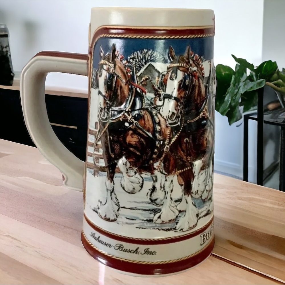 Vintage 1989 Budweiser Anheuser-Busch Clydesdale Collector Stein